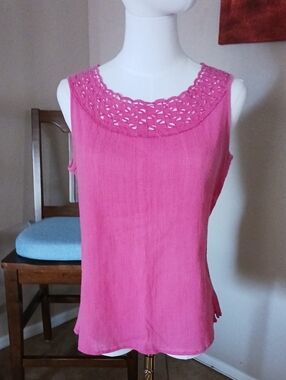 Axcess Pink Crochet Yoke Camisole